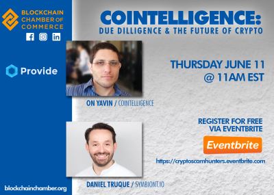 Cointelligence: 11 AM EST today! Due Diligence & the Future of Crypto.